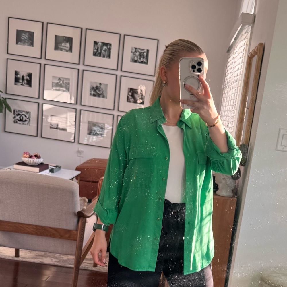 Aritzia Babaton Utility Shirt- Kelly Green Size XS